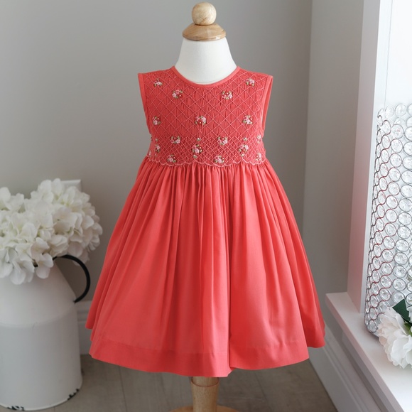 Twin Girl Smocked Dress Luli & Me Size 2T Embroidery Spring Portrait Sleeveless - Picture 6 of 6